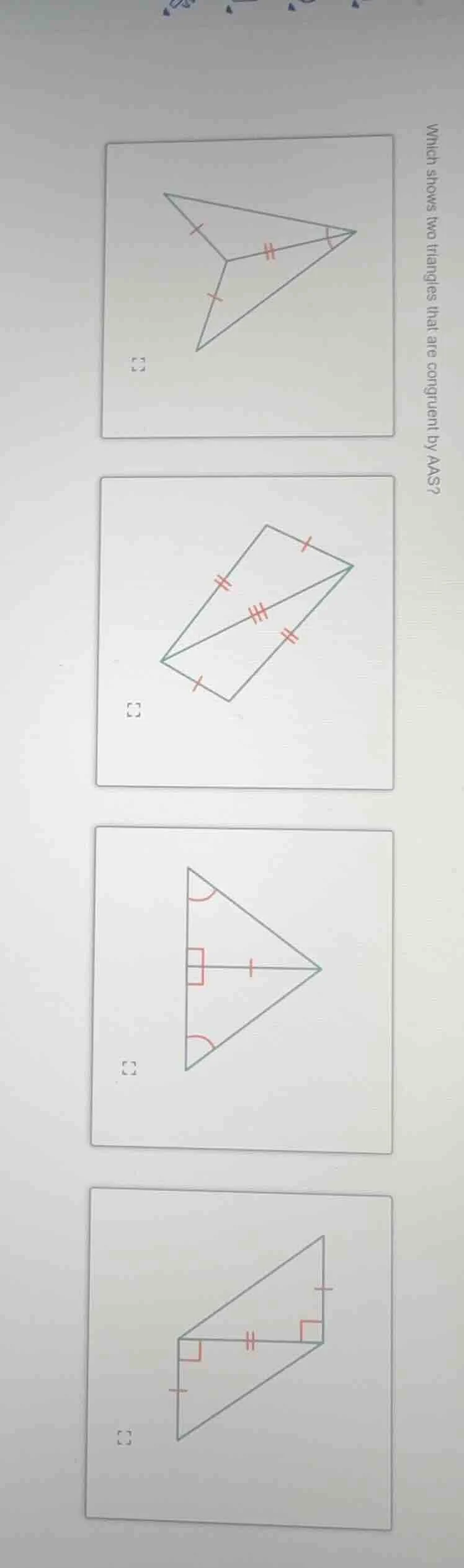which shows two triangles that are congruent by aas?