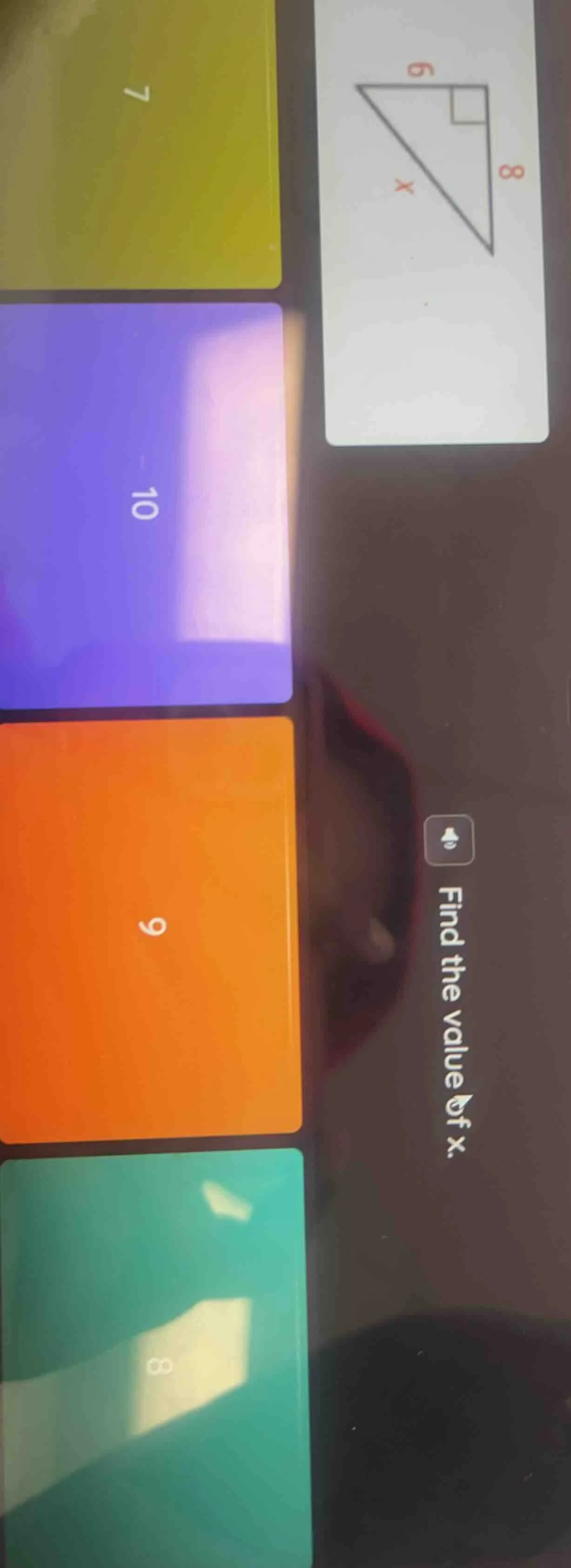 find the value of x. 7 10 9 8