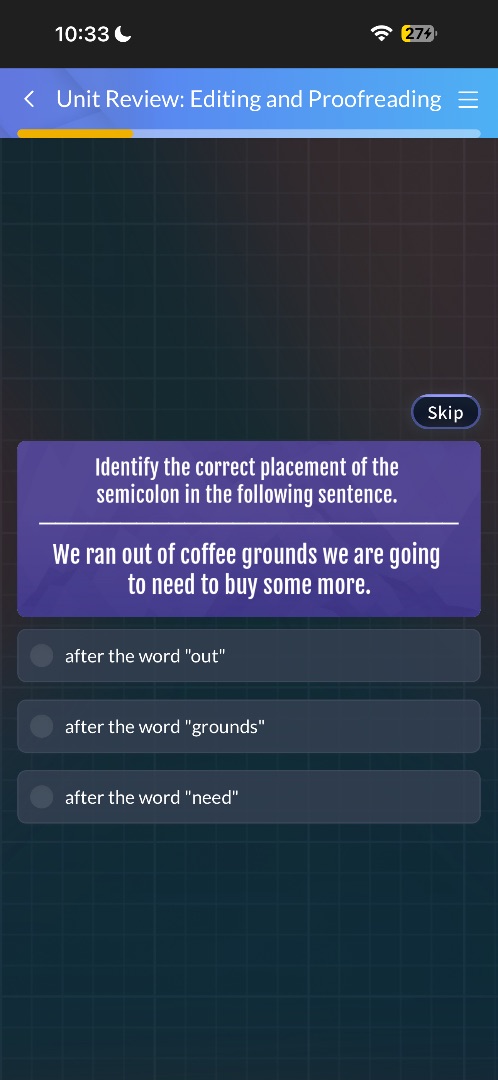 unit review: editing and proofreading skip identify the correct placeme…