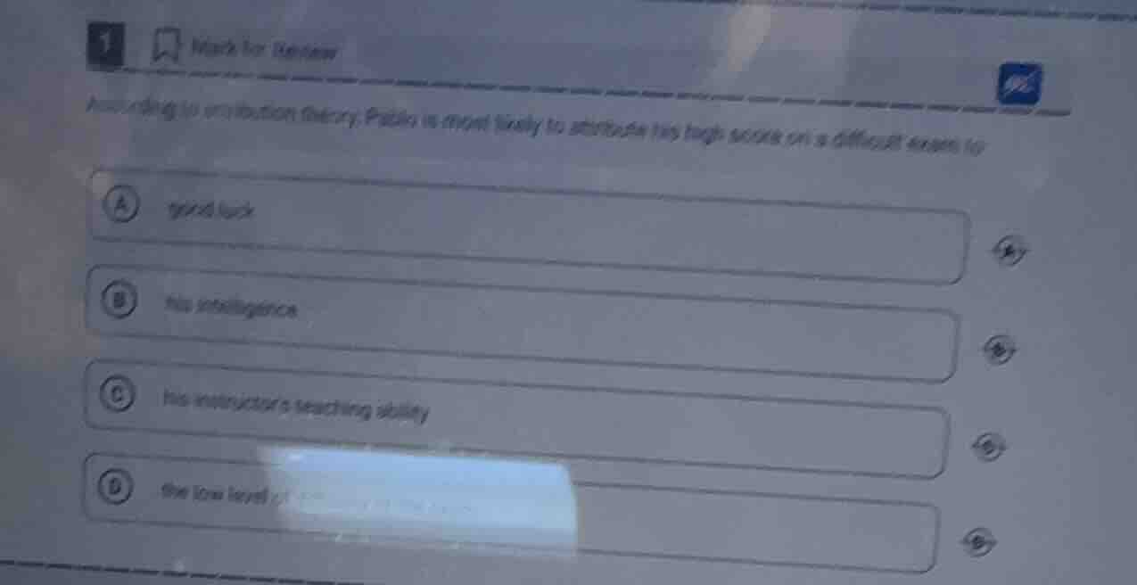 1 mark for review according to attribution theory, pablo is most likely…