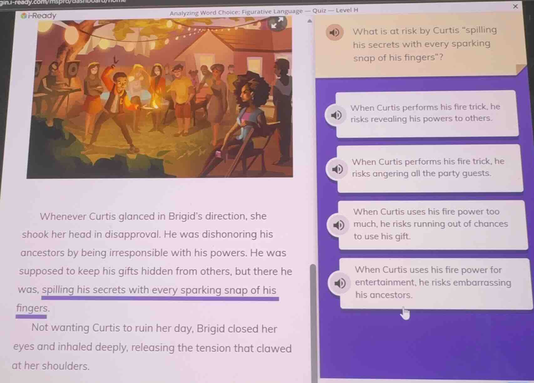 analyzing word choice: figurative language — quiz — level h what is at …