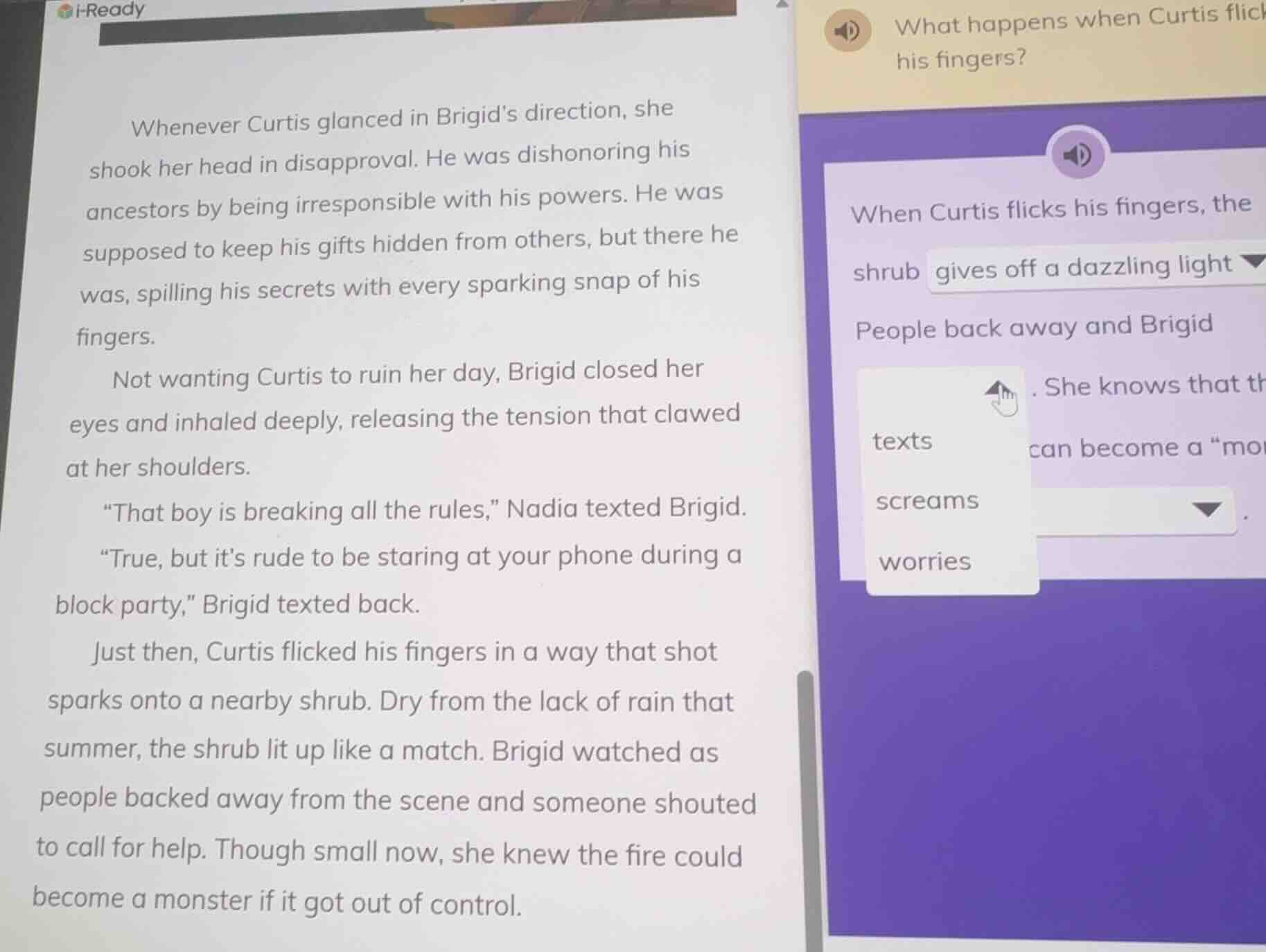 whenever curtis glanced in brigids direction, she shook her head in dis…