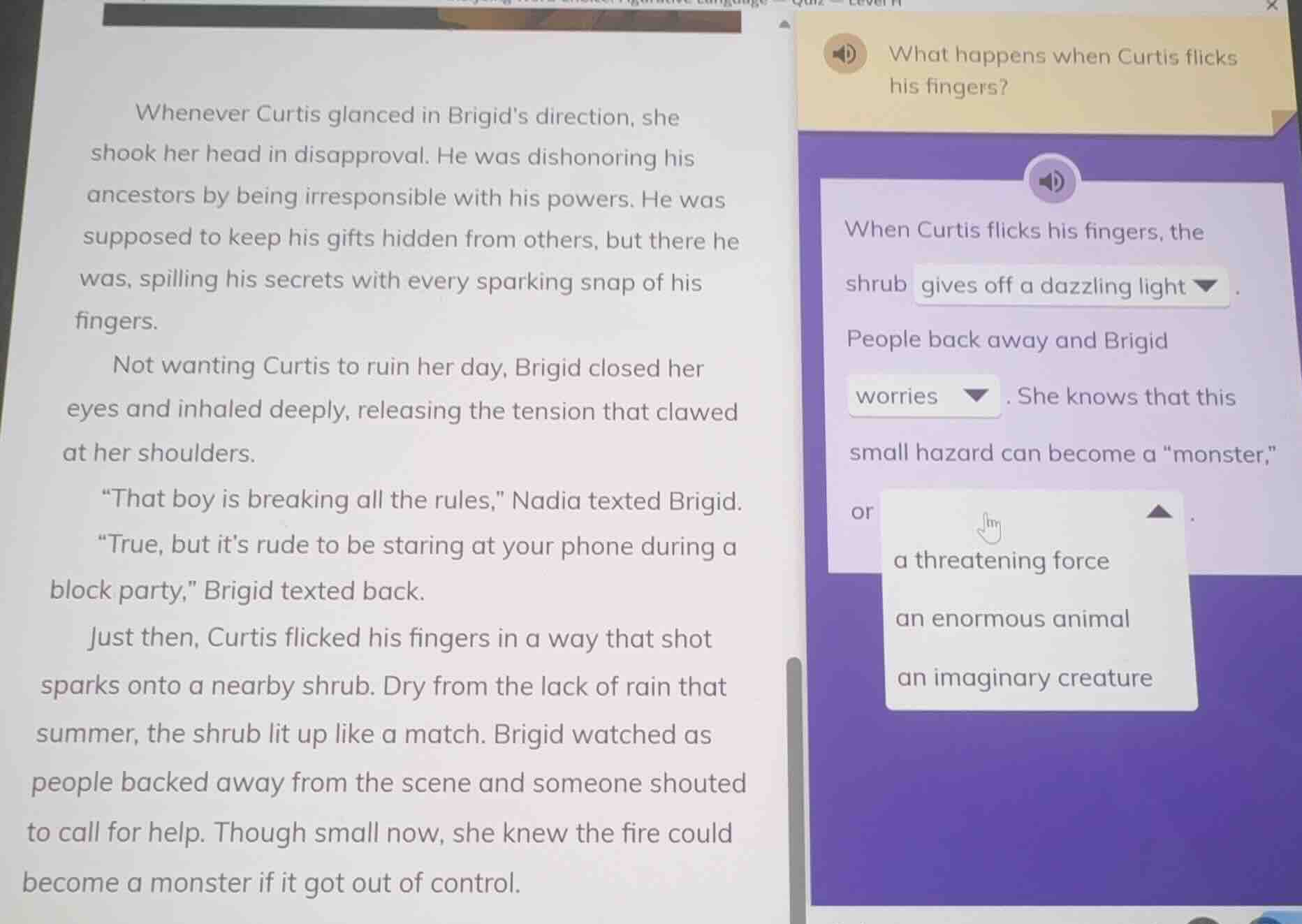 whenever curtis glanced in brigids direction, she shook her head in dis…