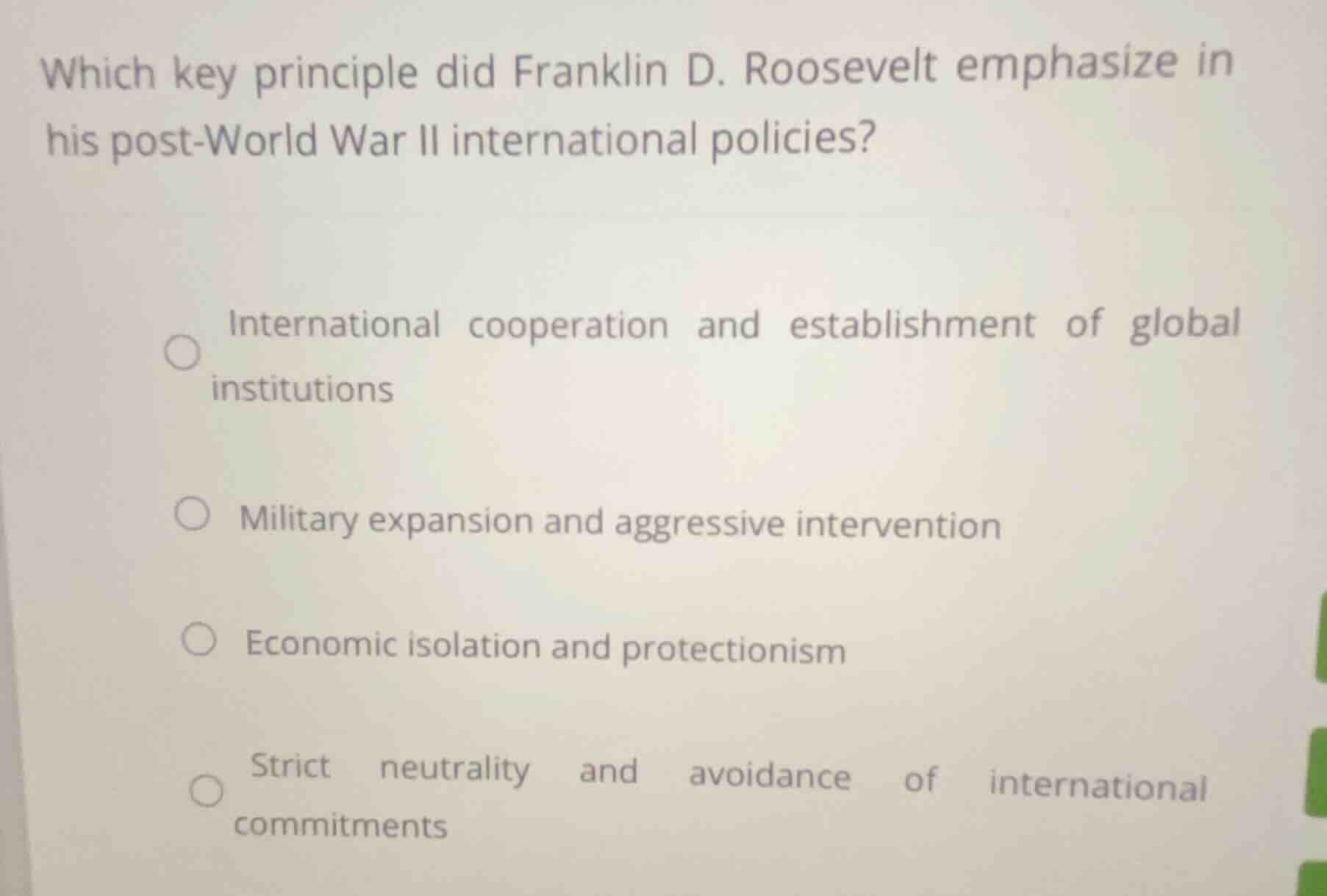 which key principle did franklin d. roosevelt emphasize in his post-wor…