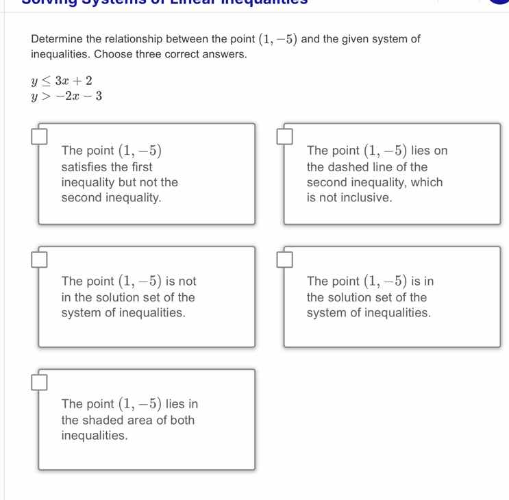 solving systems of linear inequalities determine the relationship betwe…