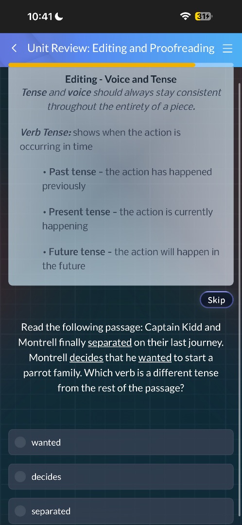 unit review: editing and proofreadingediting - voice and tensetense and…
