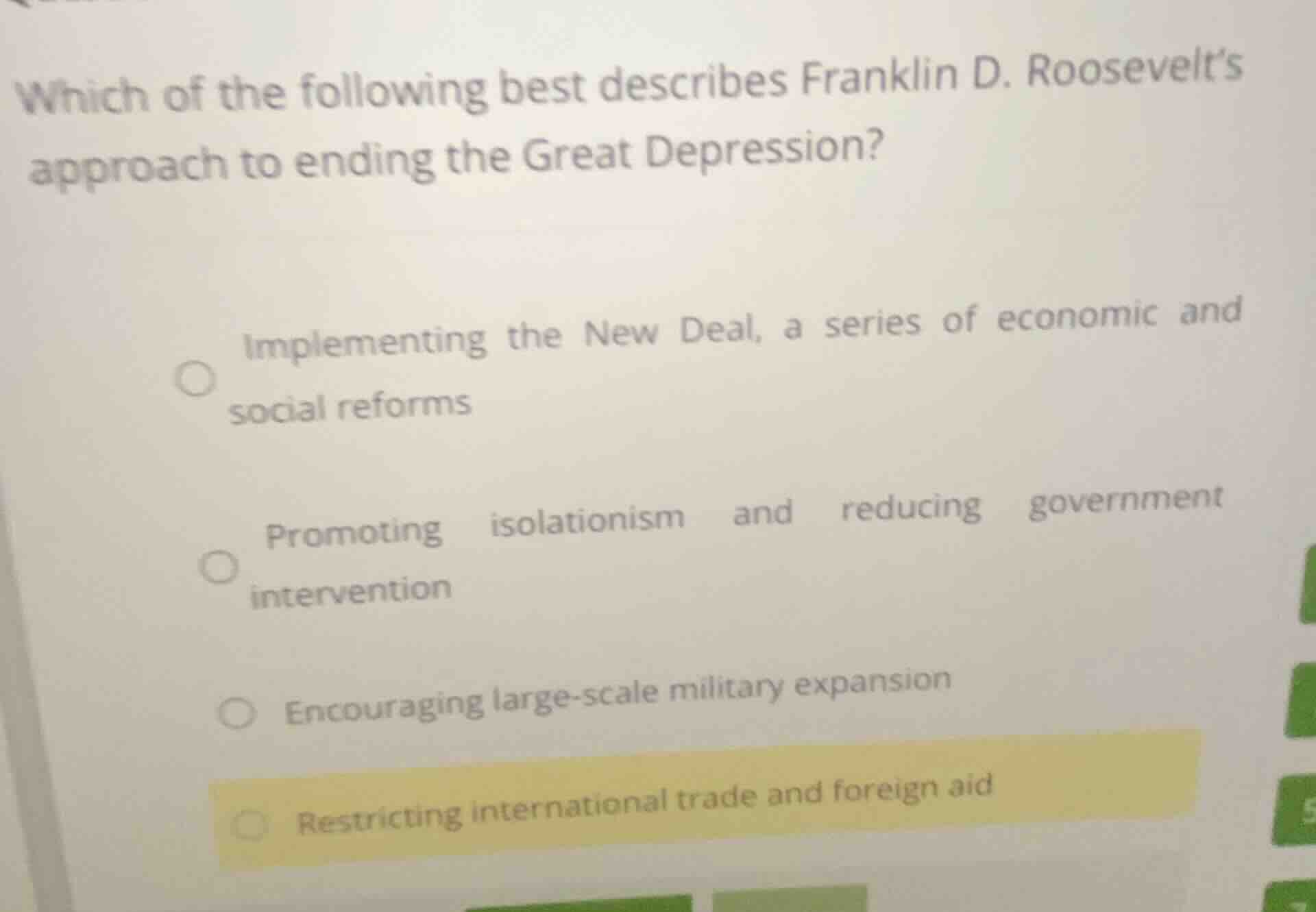 which of the following best describes franklin d. roosevelts approach t…