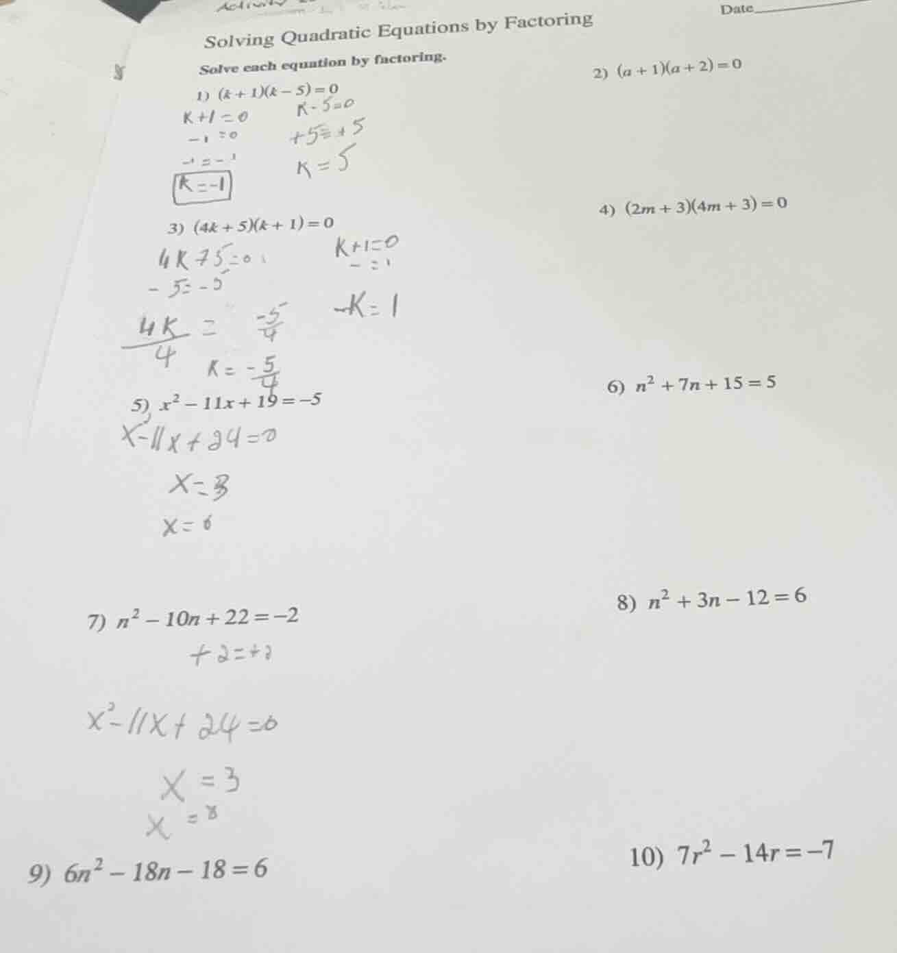solving quadratic equations by factoring solve each equation by factori…