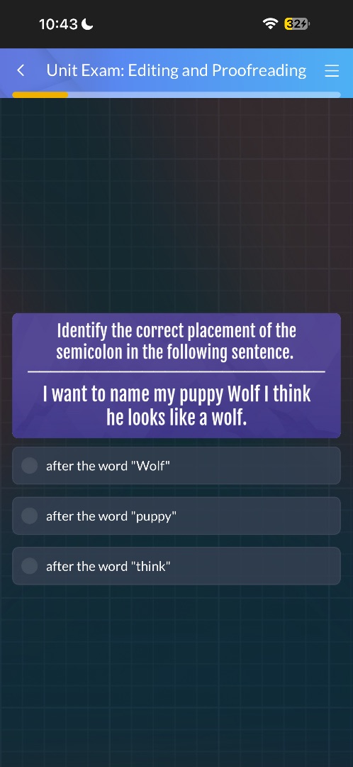 unit exam: editing and proofreading identify the correct placement of t…