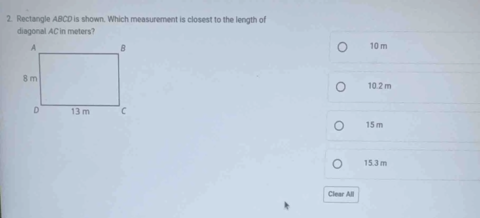 2. rectangle abcd is shown. which measurement is closest to the length …