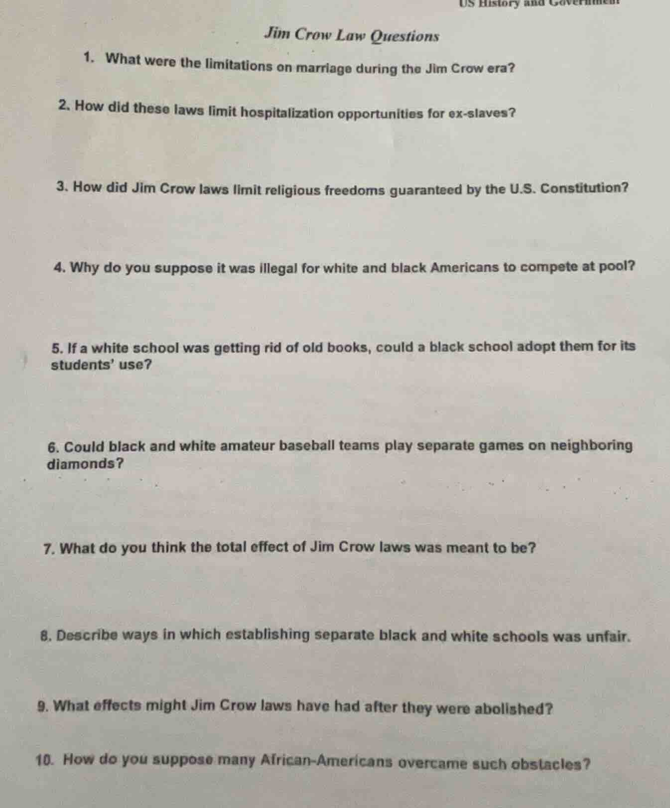 jim crow law questions 1. what were the limitations on marriage during …
