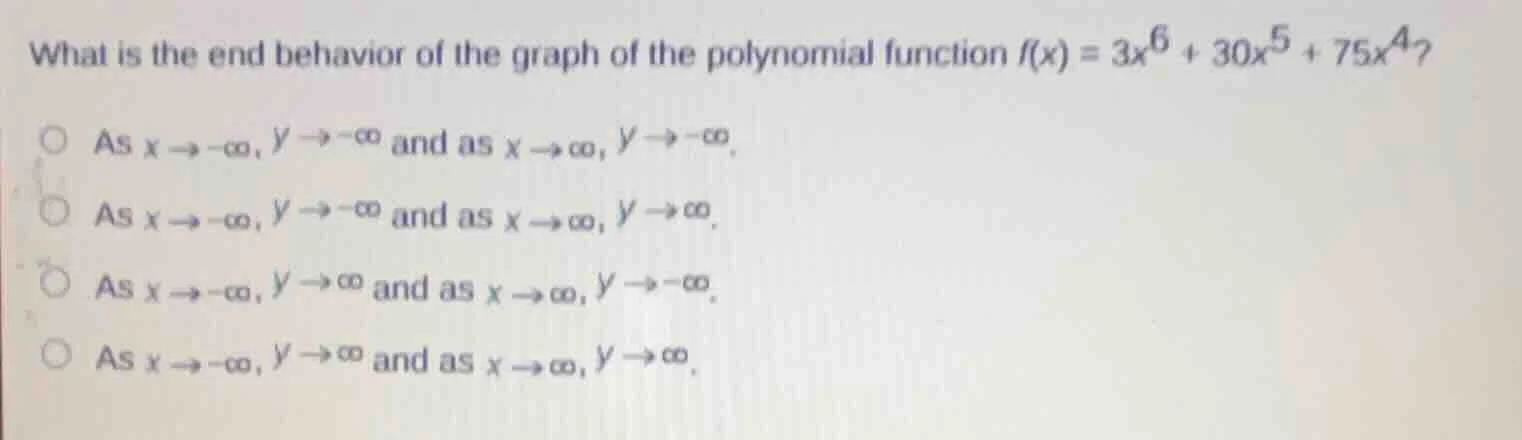 what is the end behavior of the graph of the polynomial function $f(x) …