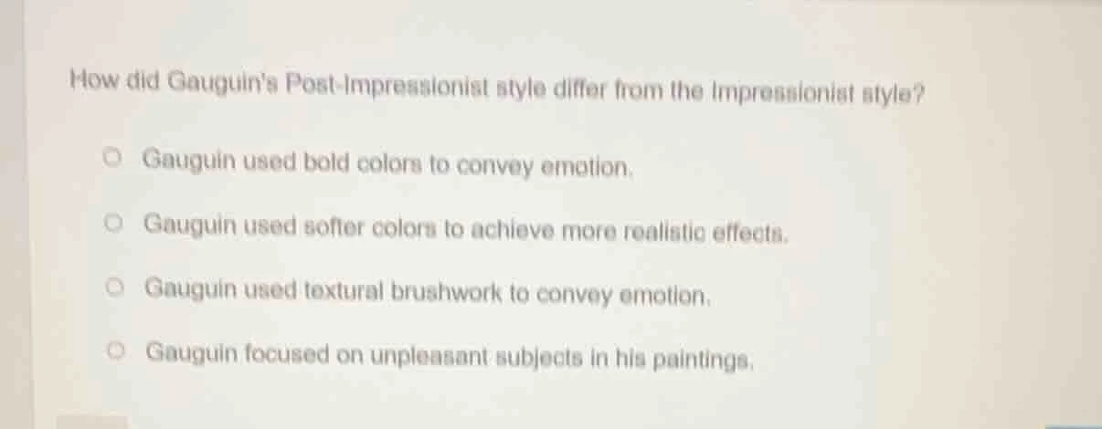 how did gauguins post-impressionist style differ from the impressionist…