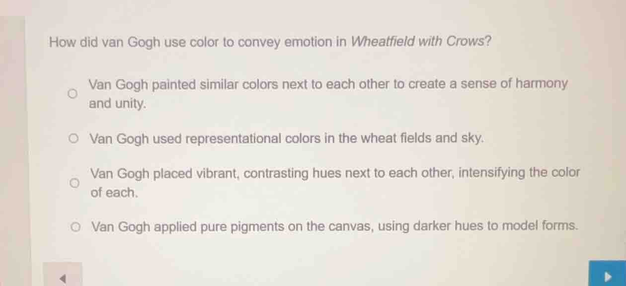 how did van gogh use color to convey emotion in wheatfield with crows? …