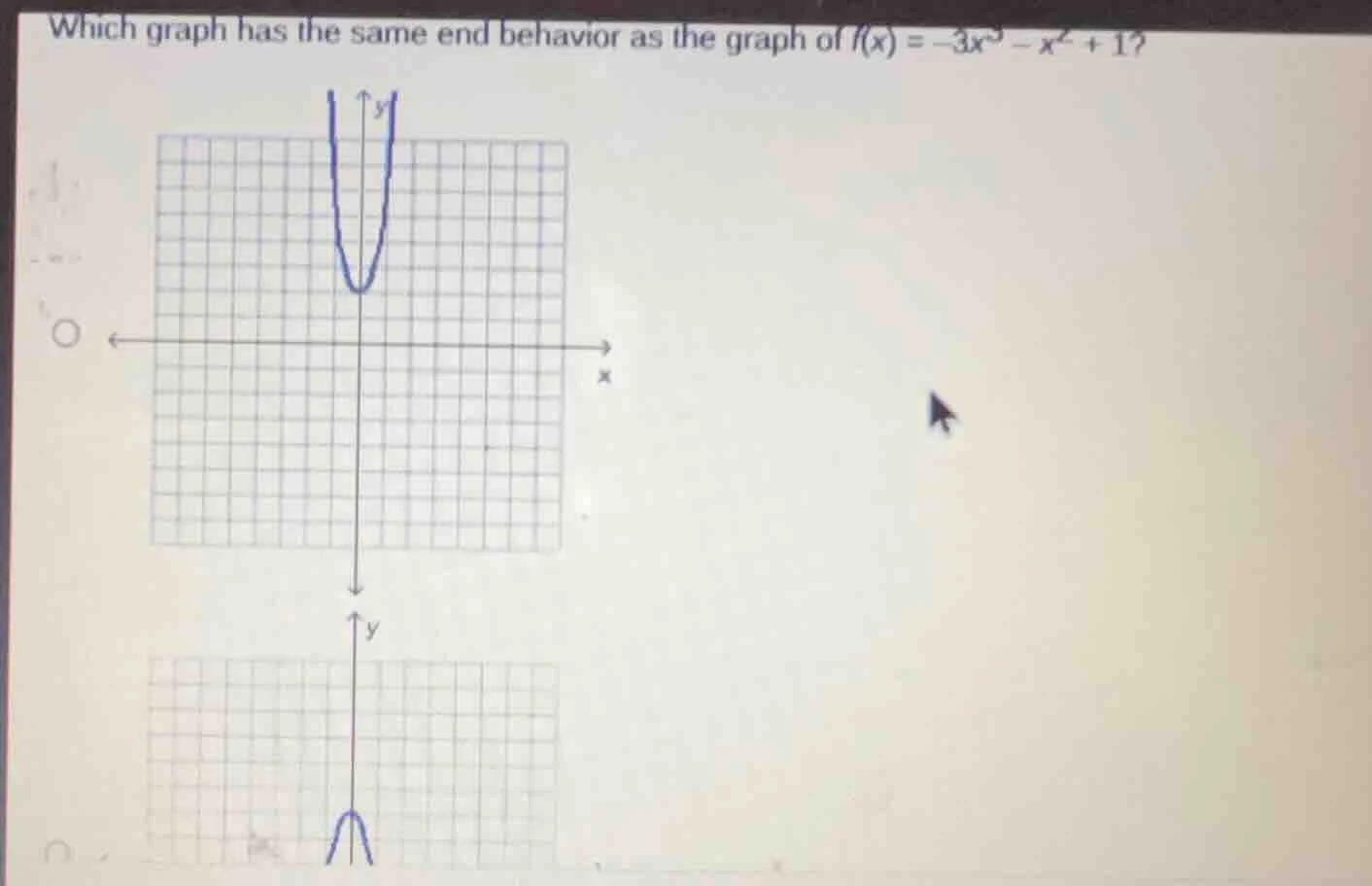 which graph has the same end behavior as the graph of $f(x)=-3x^4 - x^2…