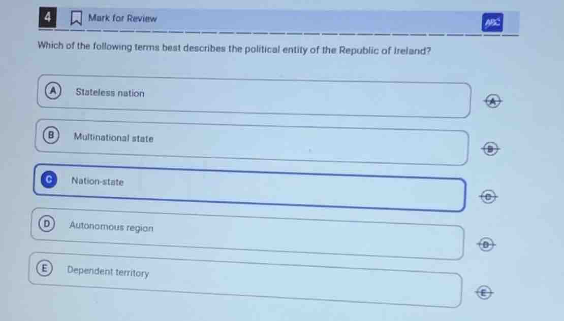 4 mark for review which of the following terms best describes the polit…