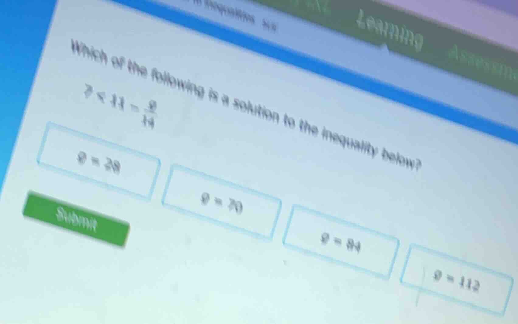 which of the following is a solution to the inequality below? $7 < 11 -…