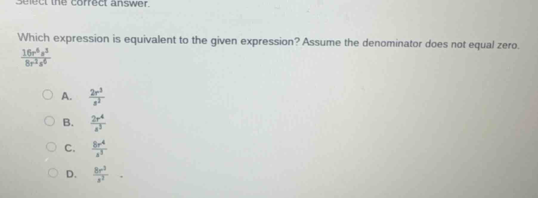 select the correct answer. which expression is equivalent to the given …