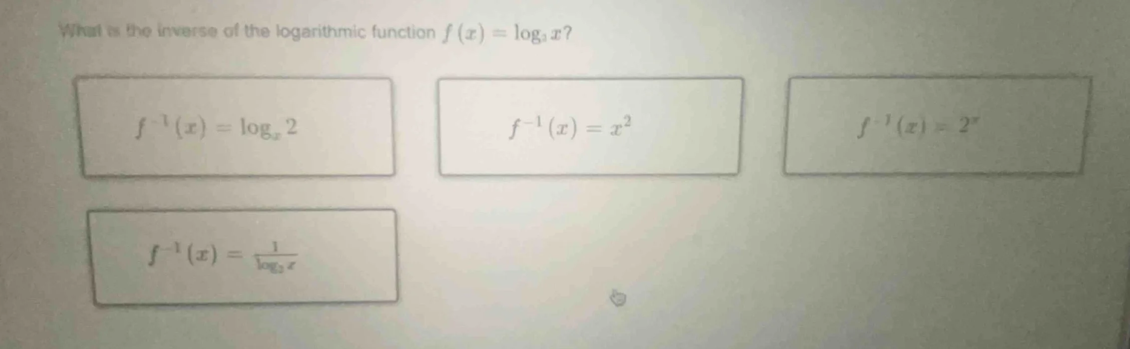 what is the inverse of the logarithmic function $f(x)=\\log_{2}x$? $f^{…
