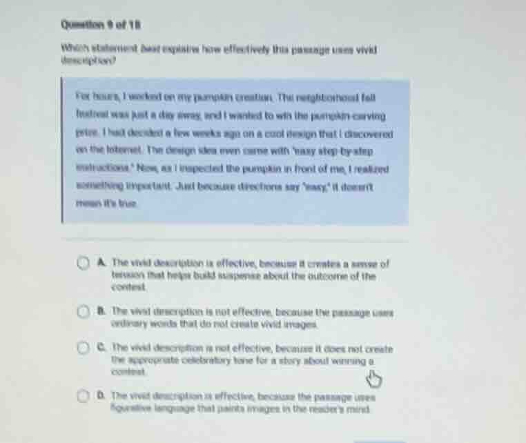 question 9 of 18 which statement best explains how effectively this pas…