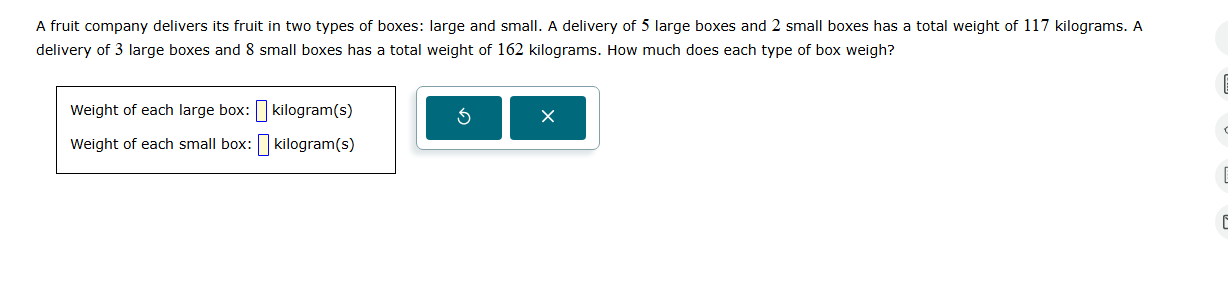 a fruit company delivers its fruit in two types of boxes: large and sma…