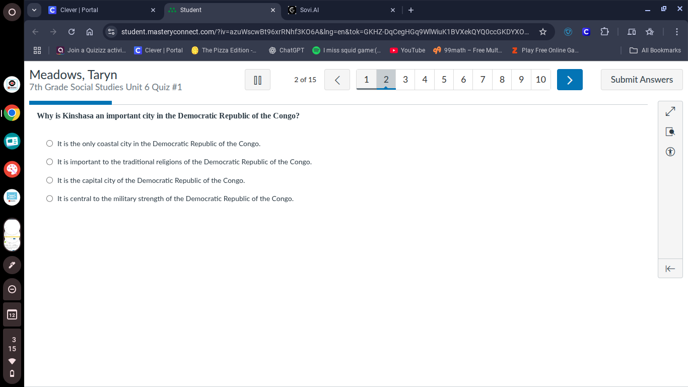 meadows, taryn 7th grade social studies unit 6 quiz #1 2 of 15 why is k…