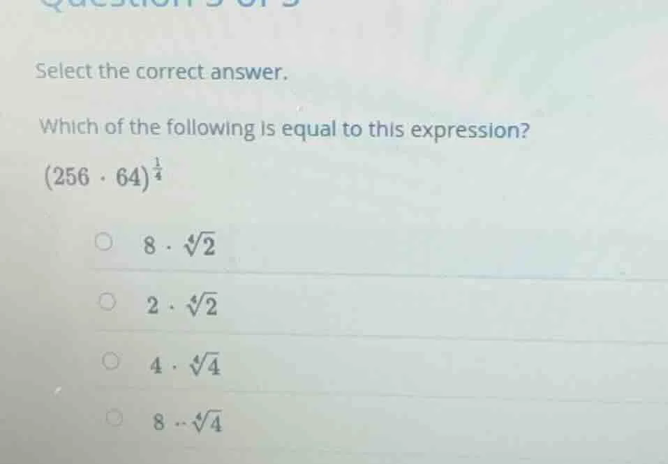 select the correct answer. which of the following is equal to this expr…