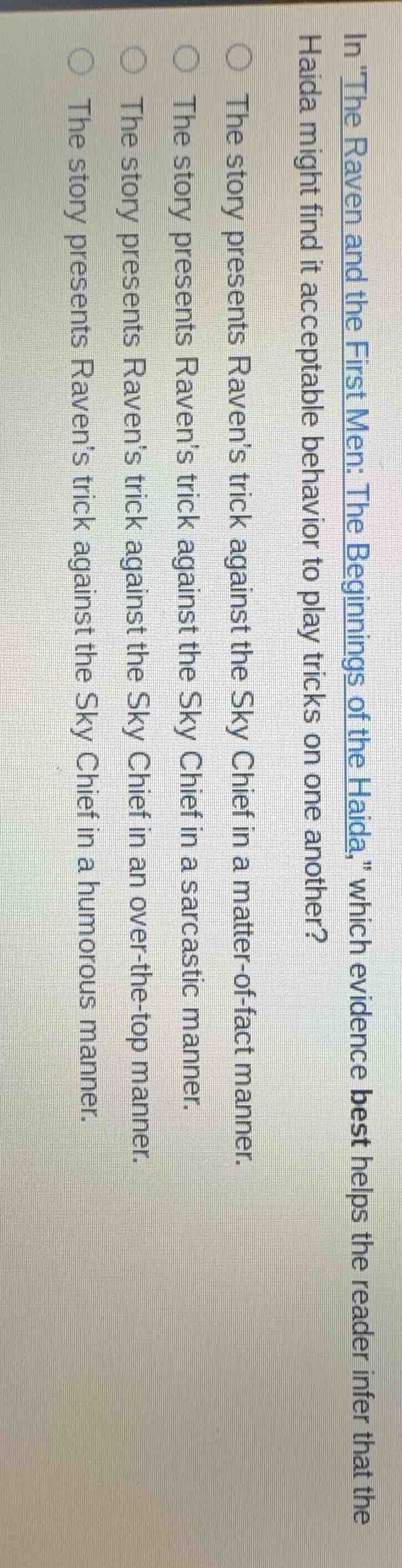 in the raven and the first men: the beginnings of the haida, which evid…