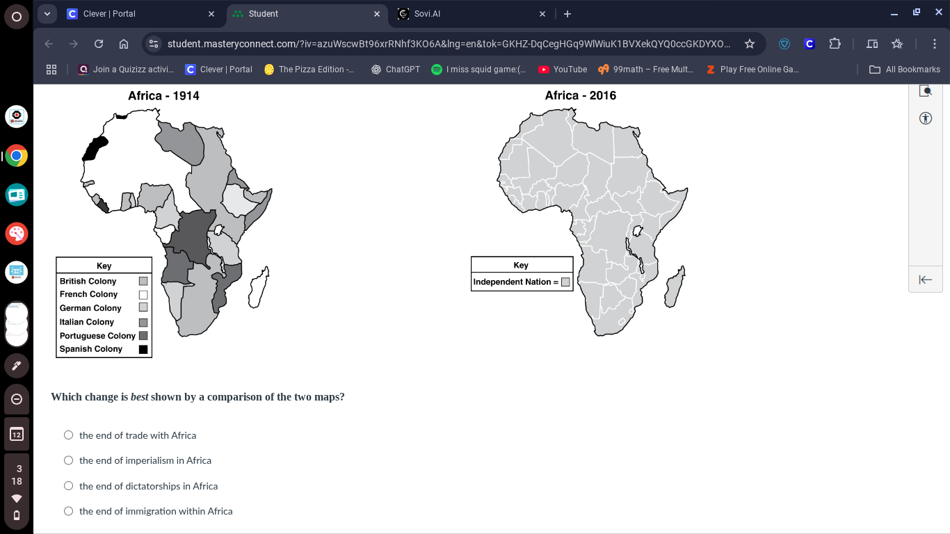 africa - 1914 africa - 2016 key british colony $square$ french colony $…
