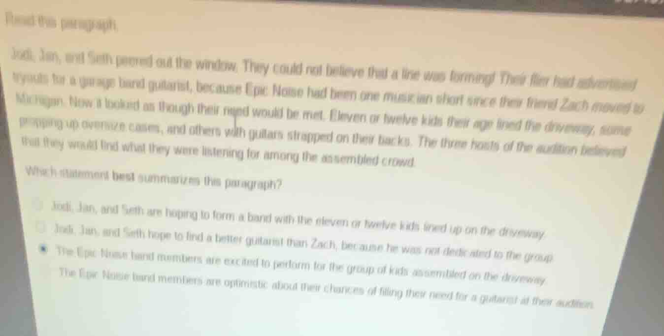 read this paragraph:jodi, jan, and seth peered out the window. they cou…