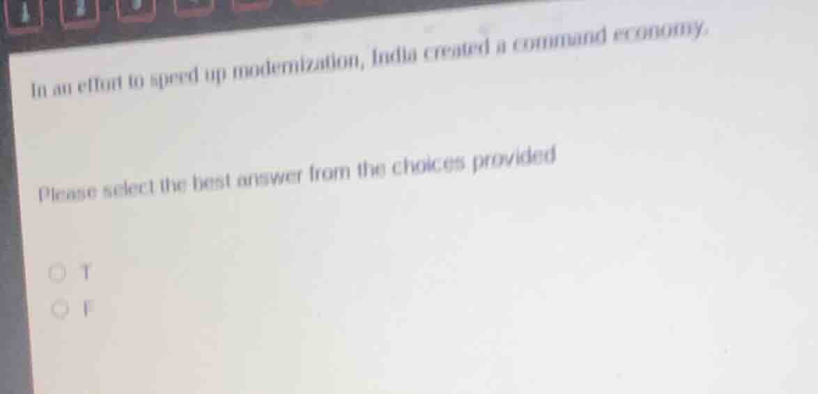 in an effort to speed up modernization, india created a command economy…