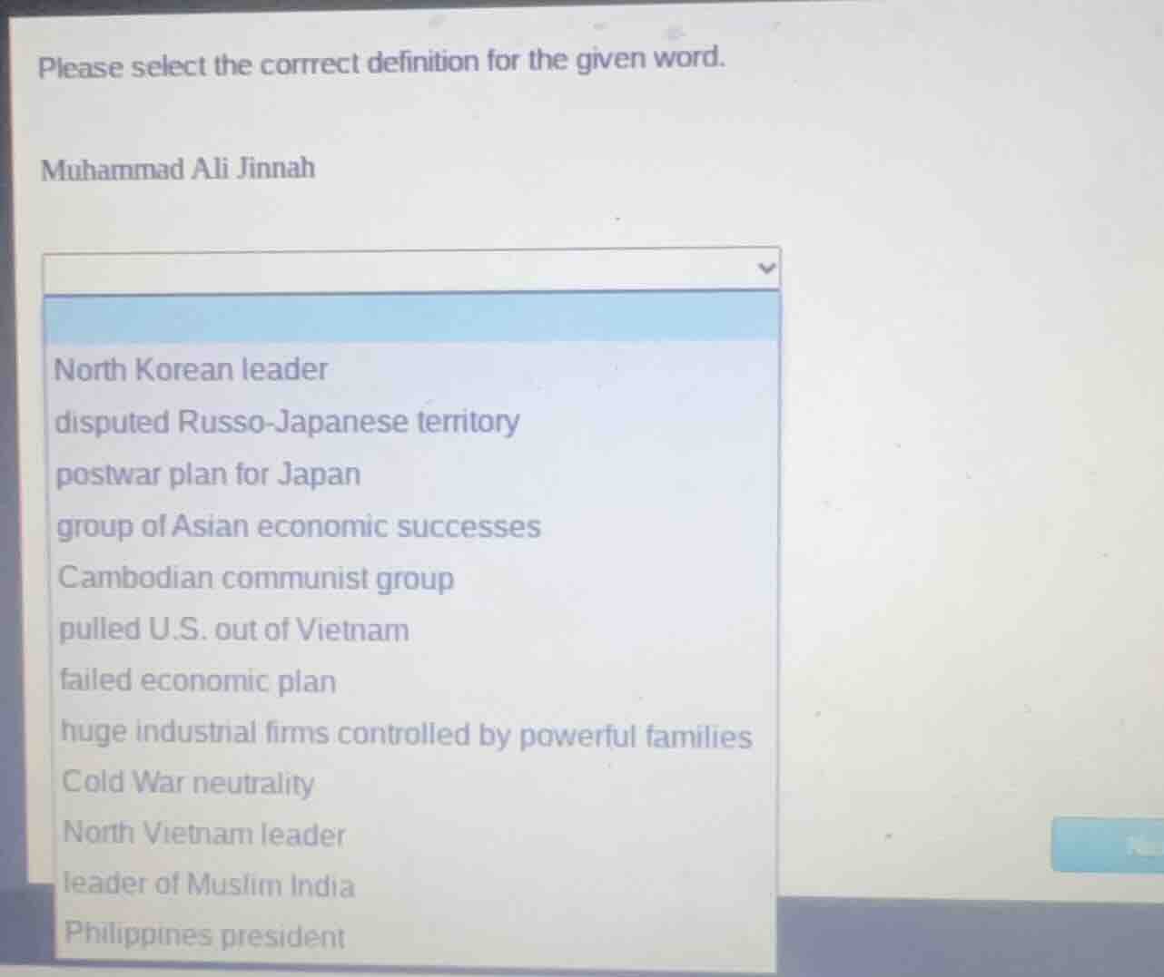please select the correct definition for the given word. muhammad ali j…