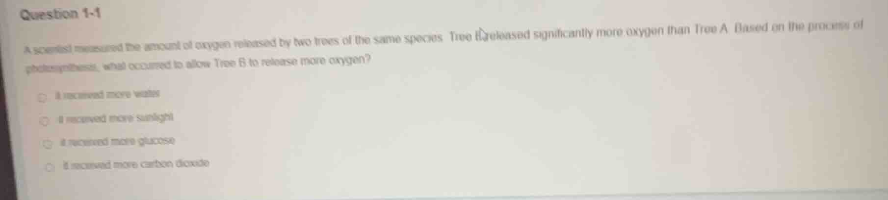 question 1-1 a scientist measured the amount of oxygen released by two …