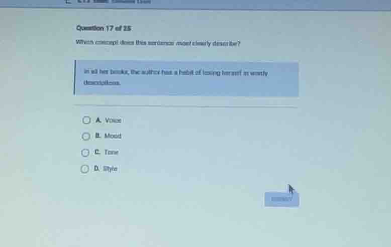 question 17 of 25 which concept does this sentence most closely describ…