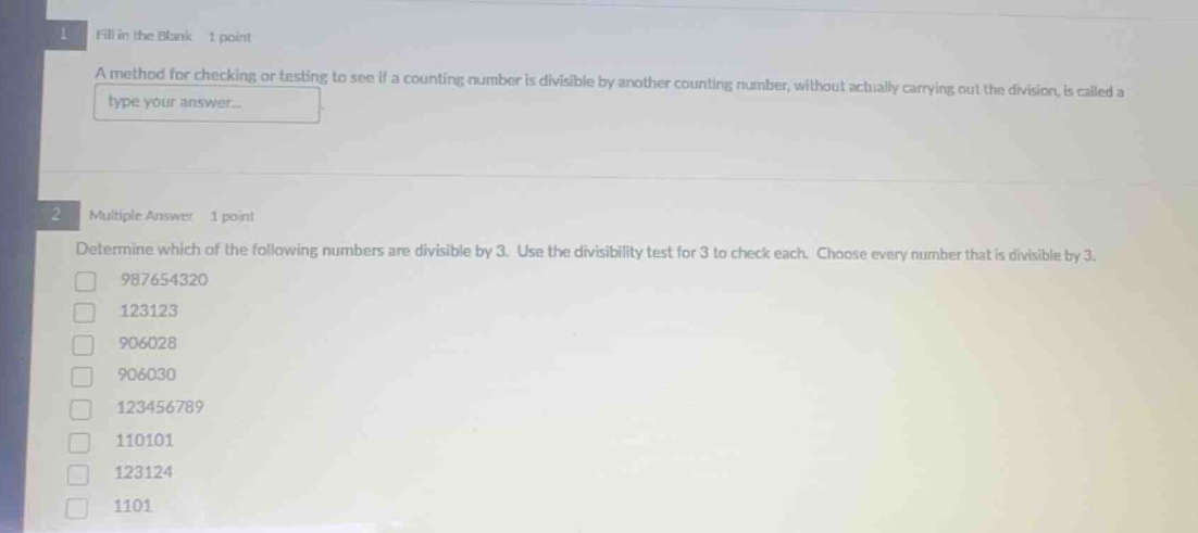 1 fill in the blank 1 point a method for checking or testing to see if …