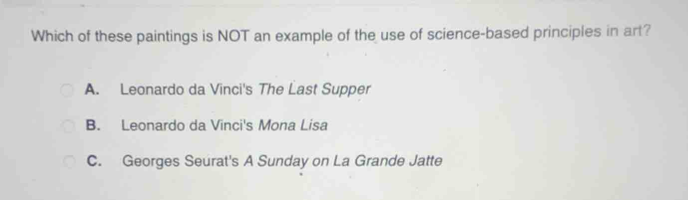 which of these paintings is not an example of the use of science-based …