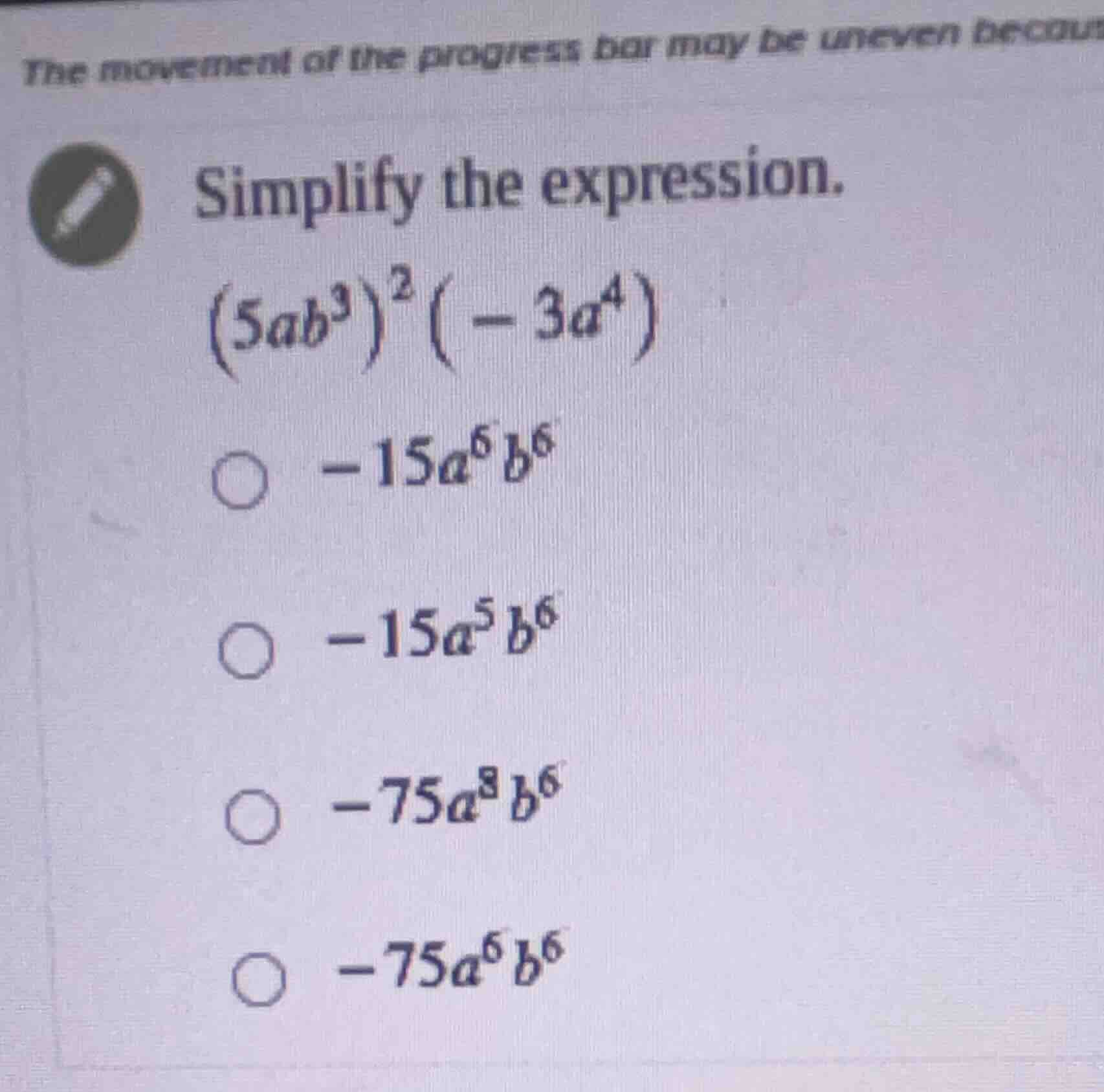 the movement of the progress bar may be uneven becausimplify the expres…