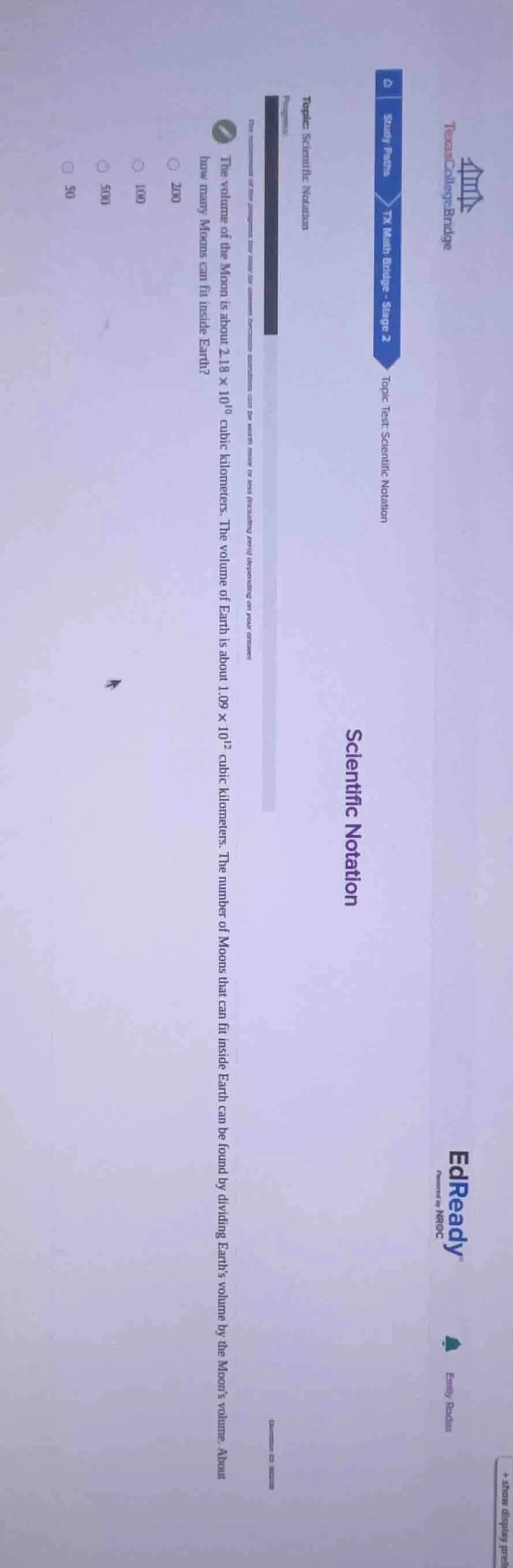 scientific notation topic: scientific notation the volume of the moon i…