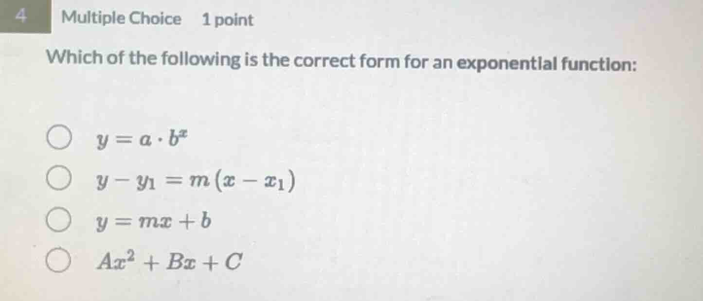 4 multiple choice 1 point which of the following is the correct form fo…