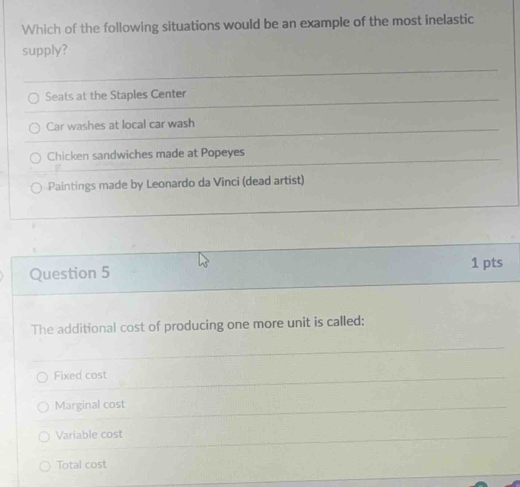 which of the following situations would be an example of the most inela…