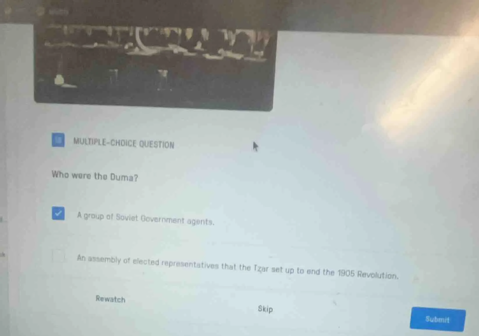 multiple-choice question who were the duma? a group of soviet governmen…