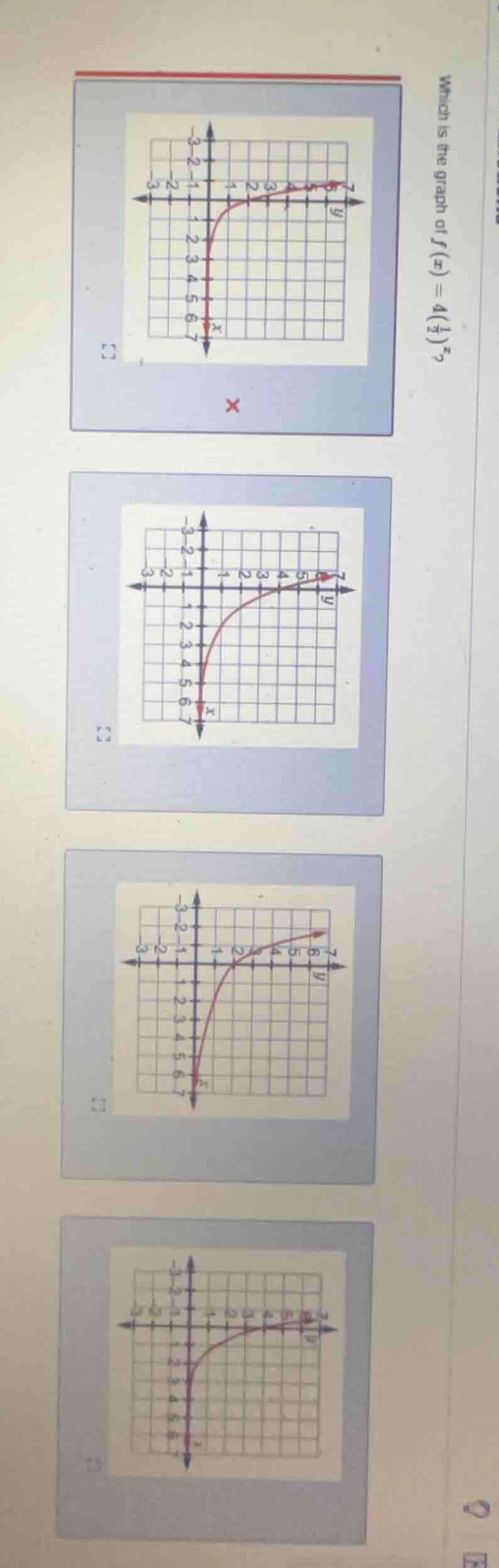 which is the graph of $f(x) = 4\\left(\\frac{1}{2}\\right)^x$?
