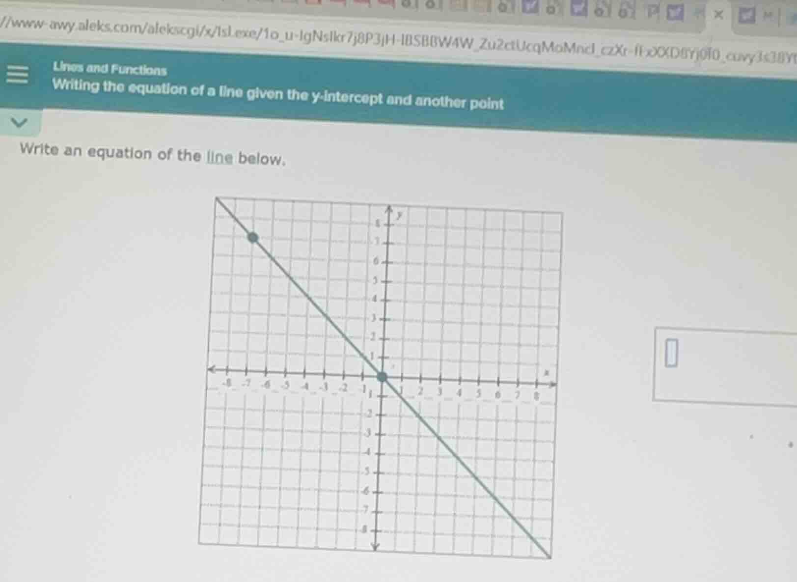 lines and functions\nwriting the equation of a line given the y-intercept and another point\nwrite an equation of the line below.