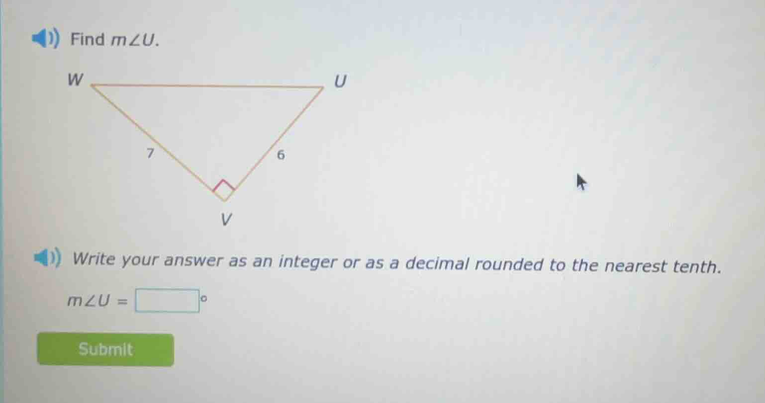 find $m\\angle u$.\nwrite your answer as an integer or as a decimal rounded to the nearest tenth.\n$m\\angle u = \\square^\\circ$\nsubmit
