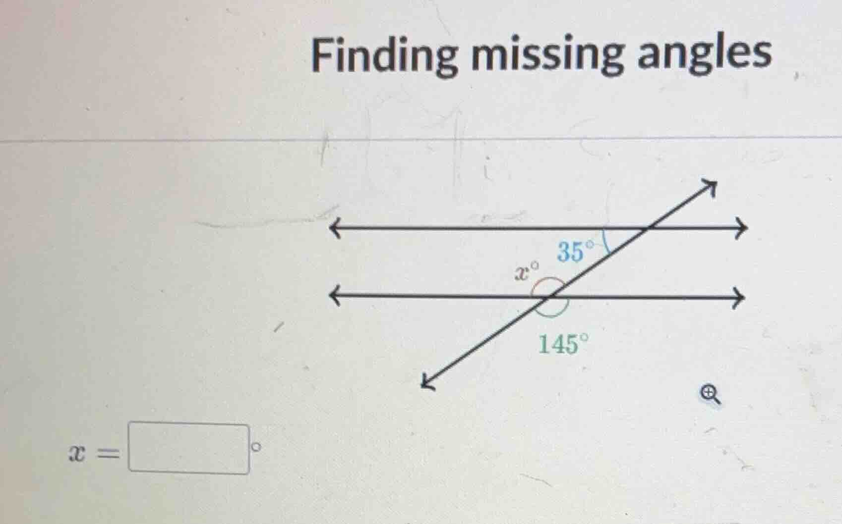 finding missing angles\n$x = \\square ^\\circ$