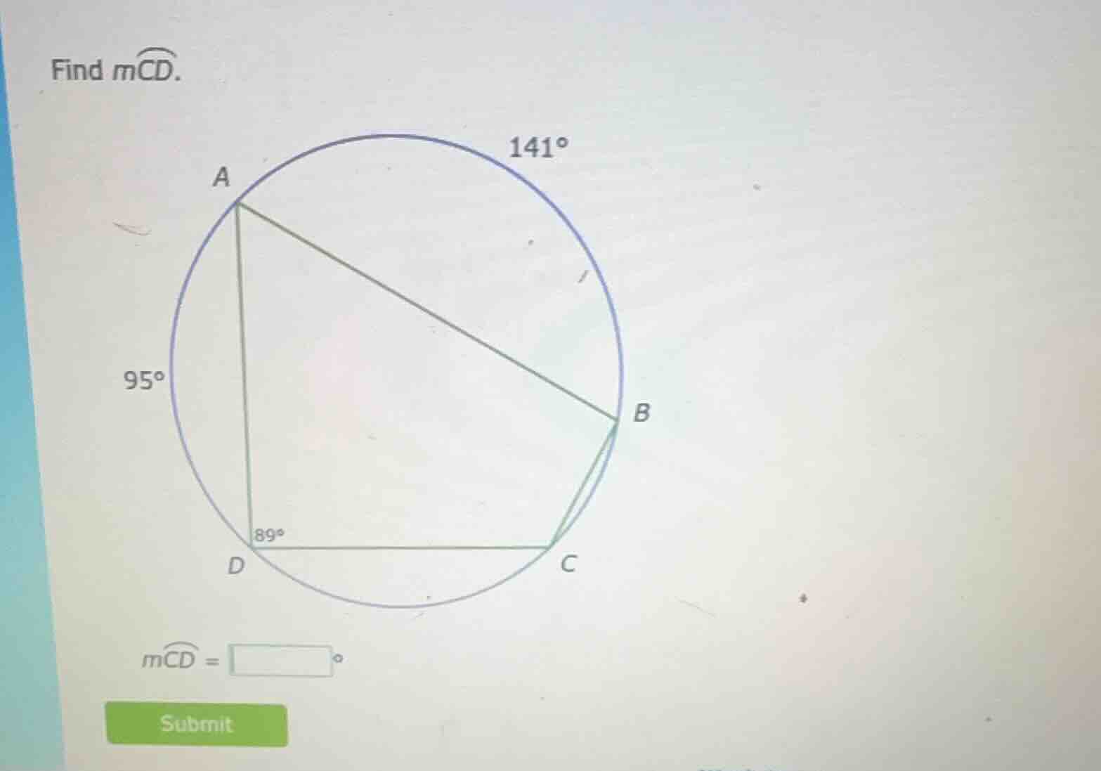 find $m\\widehat{cd}$. $m\\widehat{cd} = \\square ^\\circ$