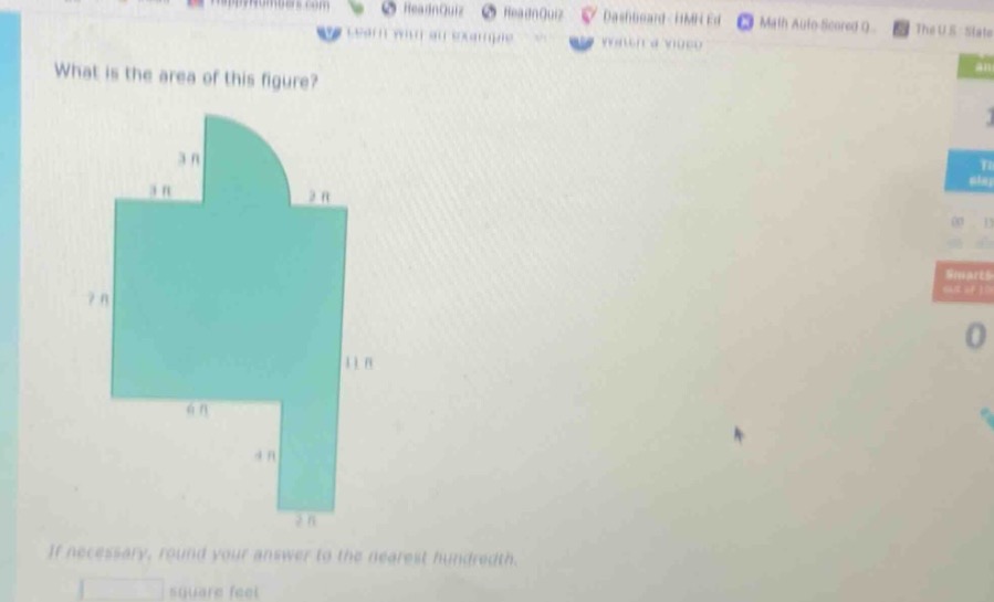 what is the area of this figure?\nif necessary, round your answer to the nearest hundredth.\nsquare feet