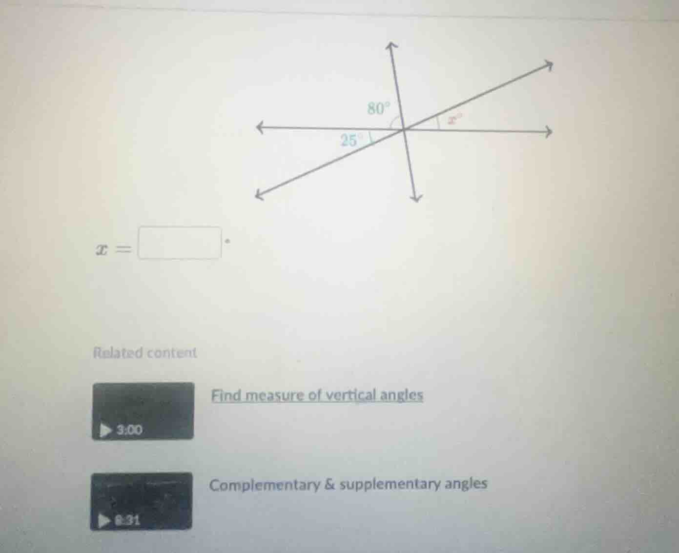 $x = \\square^{\\circ}$