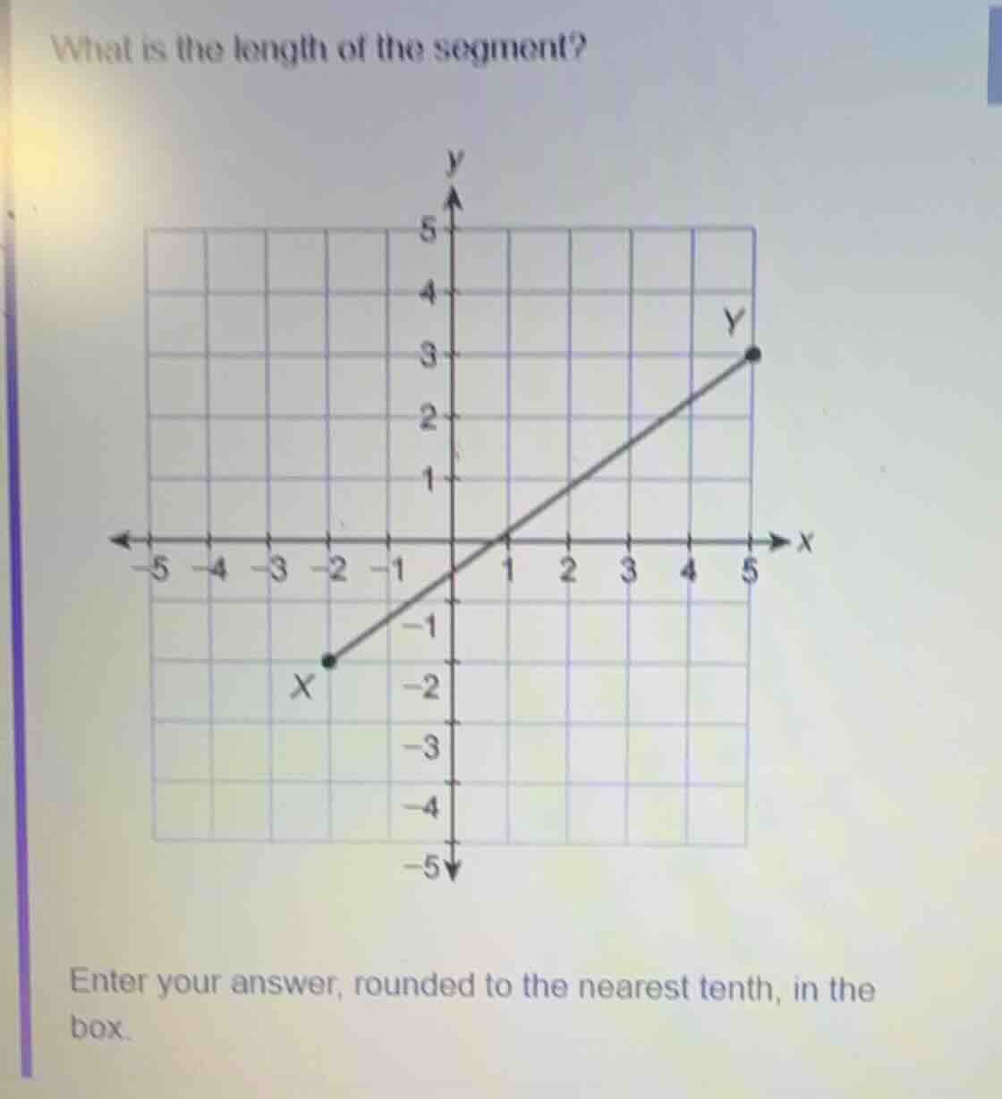 what is the length of the segment?\n\nenter your answer, rounded to the nearest tenth, in the box.