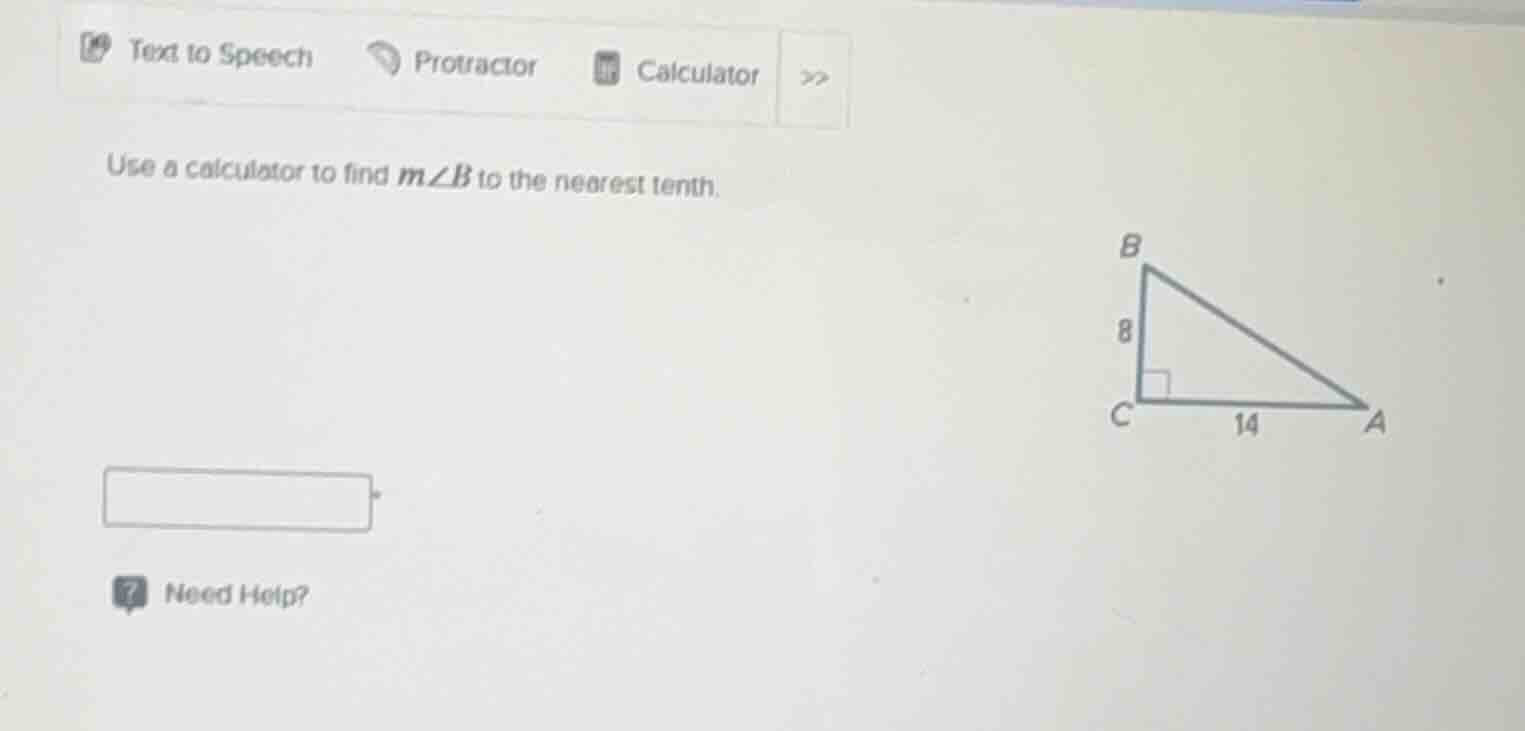 use a calculator to find $m\\angle b$ to the nearest tenth.